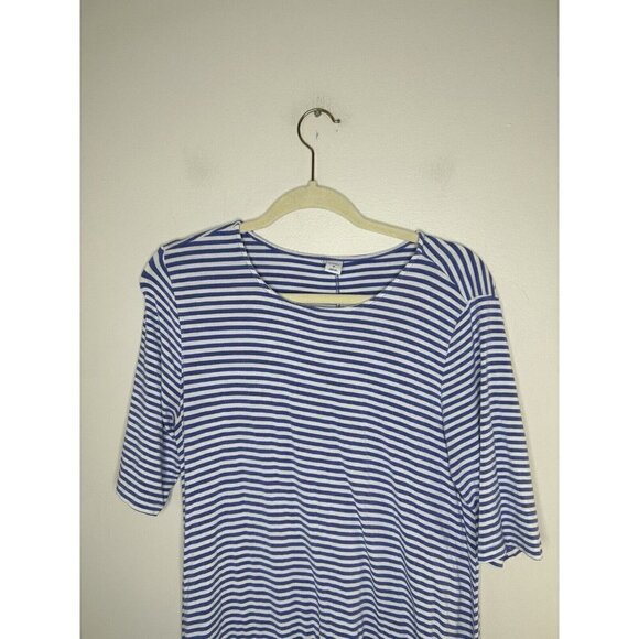 Old Navy Womens Blue Striped Short Sleeve Round Sleeve Shift Dress Size Medium - Picture 2 of 9